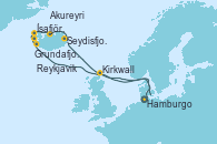 Visitando Hamburgo (Alemania), Seydisfjordur (Islandia), Akureyri (Islandia), Ísafjörður (Islandia), Grundafjord (Islandia), Reykjavik (Islandia), Reykjavik (Islandia), Kirkwall (Escocia), Hamburgo (Alemania)