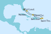 Visitando Fort Lauderdale (Florida/EEUU), Nassau (Bahamas), Saint Thomas (Islas Vírgenes), San Juan (Puerto Rico), Grand Turks(Turks & Caicos), Fort Lauderdale (Florida/EEUU)
