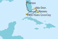 Visitando Tampa (Florida), Nassau (Bahamas), Isla Gran Bahama (Florida/EEUU), Cayo Hueso (Key West/Florida), CocoCay (Bahamas), Tampa (Florida)