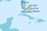 Visitando Tampa (Florida), CocoCay (Bahamas), Nassau (Bahamas), Cayo Hueso (Key West/Florida), Isla Gran Bahama (Florida/EEUU), Tampa (Florida)