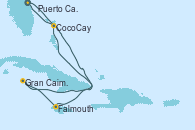 Visitando Puerto Cañaveral (Florida), Gran Caimán (Islas Caimán), Falmouth (Jamaica), CocoCay (Bahamas), Puerto Cañaveral (Florida)