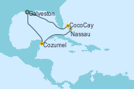Visitando Galveston (Texas), CocoCay (Bahamas), Nassau (Bahamas), Cozumel (México), Galveston (Texas)