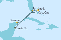 Visitando Fort Lauderdale (Florida/EEUU), CocoCay (Bahamas), Puerto Costa Maya (México), Cozumel (México), Fort Lauderdale (Florida/EEUU)