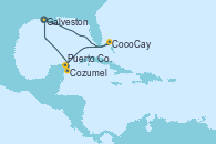 Visitando Galveston (Texas), CocoCay (Bahamas), Puerto Costa Maya (México), Cozumel (México), Galveston (Texas)