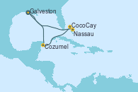 Visitando Galveston (Texas), Cozumel (México), CocoCay (Bahamas), Nassau (Bahamas), Galveston (Texas)