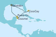 Visitando Galveston (Texas), CocoCay (Bahamas), Cozumel (México), Puerto Costa Maya (México), Galveston (Texas)