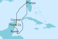 Visitando Tampa (Florida), Cozumel (México), Puerto Costa Maya (México), Roatán (Honduras), Tampa (Florida)