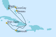 Visitando Miami (Florida/EEUU), CocoCay (Bahamas), Nassau (Bahamas), Falmouth (Jamaica), Gran Caimán (Islas Caimán), Miami (Florida/EEUU)