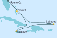 Visitando Puerto Cañaveral (Florida), Nassau (Bahamas), Falmouth (Jamaica), Labadee (Haiti), Puerto Cañaveral (Florida)
