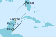Visitando Tampa (Florida), Cozumel (México), Puerto Costa Maya (México), Belize (Caribe), Tampa (Florida)