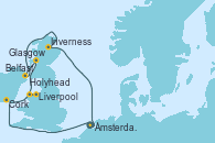 Visitando Ámsterdam (Holanda), Cork (Irlanda), Liverpool (Reino Unido), Holyhead (Gales/Reino Unido), Glasgow (Escocia), Belfast (Irlanda), Inverness (Escocia), Ámsterdam (Holanda)