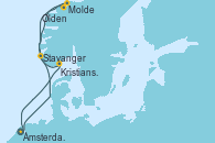 Visitando Ámsterdam (Holanda), Molde (Noruega), Olden (Noruega), Stavanger (Noruega), Kristiansand (Noruega), Ámsterdam (Holanda)