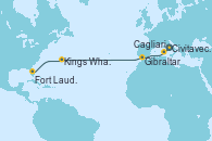Visitando Civitavecchia (Roma), Cagliari (Cerdeña), Gibraltar (Inglaterra), Kings Wharf (Bermudas), Fort Lauderdale (Florida/EEUU)