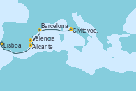 Visitando Lisboa (Portugal), Alicante (España), Valencia, Barcelona, Civitavecchia (Roma)