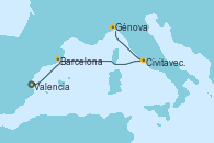 Visitando Valencia, Barcelona, Civitavecchia (Roma), Génova (Italia)