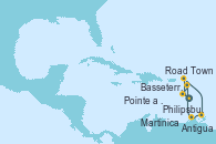 Visitando Pointe a Pitre (Guadalupe), Road Town (Isla Tórtola/Islas Vírgenes), Philipsburg (St. Maarten), Antigua (Antillas), Basseterre (Antillas), Martinica (Antillas), Pointe a Pitre (Guadalupe)
