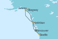 Visitando Vancouver (Canadá), Ketchikan (Alaska), Juneau (Alaska), Skagway (Alaska), Seattle (Washington/EEUU)
