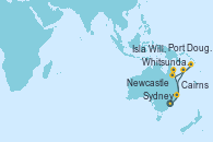 Visitando Sydney (Australia), Newcastle (Australia), Whitsunday Island (Australia), Cairns (Australia), Cairns (Australia), Port Douglas (Australia), Isla Willis (Australia), Sydney (Australia)