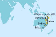 Visitando Sydney (Australia), Isla Willis (Australia), Port Douglas (Australia), Cairns (Australia), Cairns (Australia), Whitsunday Island (Australia), Brisbane (Australia), Sydney (Australia)