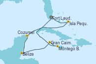 Visitando Fort Lauderdale (Florida/EEUU), Isla Pequeña (San Salvador/Bahamas), Cozumel (México), Belize (Caribe), Gran Caimán (Islas Caimán), Montego Bay (Jamaica), Fort Lauderdale (Florida/EEUU)