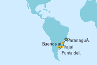 Visitando Paranaguá (Brasil), Itajaí (Brasil), Punta del Este (Uruguay), Buenos aires, Paranaguá (Brasil)