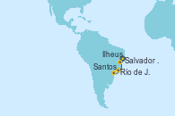 Visitando Salvador de Bahía (Brasil), Ilheus (Brasil), Río de Janeiro (Brasil), Santos (Brasil)