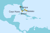 Visitando Tampa (Florida), Nassau (Bahamas), Bimini (Bahamas), Cayo Hueso (Key West/Florida), Tampa (Florida)