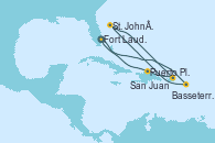 Visitando Fort Lauderdale (Florida/EEUU), Basseterre (Antillas), St. John´s (Antigua y Barbuda), San Juan (Puerto Rico), Puerto Plata, Republica Dominicana, Fort Lauderdale (Florida/EEUU)