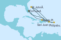 Visitando Fort Lauderdale (Florida/EEUU), Philipsburg (St. Maarten), St. John´s (Antigua y Barbuda), San Juan (Puerto Rico), Puerto Plata, Republica Dominicana, Fort Lauderdale (Florida/EEUU)
