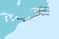 Visitando Boston (Massachusetts), Charlottetown (Canadá), Quebec (Canadá), Quebec (Canadá), Sydney (Nueva Escocia/Canadá), Boston (Massachusetts)