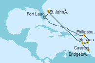 Visitando Fort Lauderdale (Florida/EEUU), Philipsburg (St. Maarten), Castries (Santa Lucía/Caribe), Roseau (Dominica), Bridgetown (Barbados), St. John´s (Antigua y Barbuda), Fort Lauderdale (Florida/EEUU)