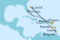 Visitando Fort Lauderdale (Florida/EEUU), Philipsburg (St. Maarten), St. John´s (Antigua y Barbuda), Castries (Santa Lucía/Caribe), Bridgetown (Barbados), Roseau (Dominica), Basseterre (Antillas), Fort Lauderdale (Florida/EEUU)