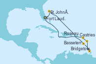 Visitando Fort Lauderdale (Florida/EEUU), St. John´s (Antigua y Barbuda), Roseau (Dominica), Bridgetown (Barbados), Castries (Santa Lucía/Caribe), Basseterre (Antillas), Fort Lauderdale (Florida/EEUU)