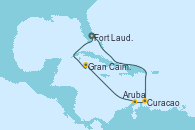 Visitando Fort Lauderdale (Florida/EEUU), Curacao (Antillas), Aruba (Antillas), Gran Caimán (Islas Caimán), Fort Lauderdale (Florida/EEUU)