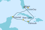 Visitando Miami (Florida/EEUU), CocoCay (Bahamas), Cozumel (México), Gran Caimán (Islas Caimán), Falmouth (Jamaica), Miami (Florida/EEUU)