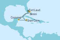 Visitando Fort Lauderdale (Florida/EEUU), Bimini (Bahamas), Cozumel (México), Gran Caimán (Islas Caimán), Fort Lauderdale (Florida/EEUU)