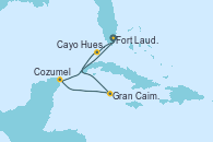 Visitando Fort Lauderdale (Florida/EEUU), Cayo Hueso (Key West/Florida), Gran Caimán (Islas Caimán), Cozumel (México), Fort Lauderdale (Florida/EEUU)