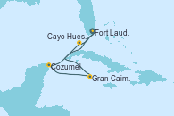 Visitando Fort Lauderdale (Florida/EEUU), Gran Caimán (Islas Caimán), Cozumel (México), Cayo Hueso (Key West/Florida), Fort Lauderdale (Florida/EEUU)