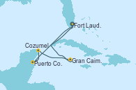 Visitando Fort Lauderdale (Florida/EEUU), Puerto Costa Maya (México), Cozumel (México), Gran Caimán (Islas Caimán), Fort Lauderdale (Florida/EEUU)