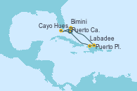 Visitando Puerto Cañaveral (Florida), Cayo Hueso (Key West/Florida), Bimini (Bahamas), Puerto Plata, Republica Dominicana, Labadee (Haiti), Puerto Cañaveral (Florida)