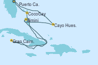 Visitando Puerto Cañaveral (Florida), Cayo Hueso (Key West/Florida), Bimini (Bahamas), Gran Caimán (Islas Caimán), CocoCay (Bahamas), Puerto Cañaveral (Florida)