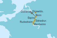 Visitando Düsseldorf (Alemania), Coblenza (Alemania), Manheimn (Alemania), Estrasburgo (Francia), Espira (Alemania), Rudesheim (Alemania), Bonn (Alemania), Düsseldorf (Alemania)