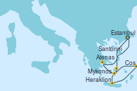 Visitando Estambul (Turquía), Mykonos (Grecia), Heraklion (Creta), Cos (Grecia), Santorini (Grecia), Atenas (Grecia), Estambul (Turquía)