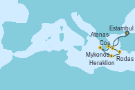 Visitando Estambul (Turquía), Mykonos (Grecia), Rodas (Grecia), Heraklion (Creta), Cos (Grecia), Atenas (Grecia), Estambul (Turquía)