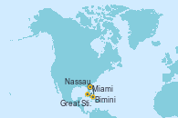 Visitando Miami (Florida/EEUU), Nassau (Bahamas), Bimini (Bahamas), Great Stirrup Cay (Bahamas), Miami (Florida/EEUU)
