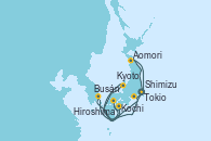 Visitando Tokio (Japón), Shimizu (Japón), Kyoto (Japón), Kyoto (Japón), Kochi (Japón), Hiroshima (Japón), Busán (Corea del Sur), Aomori (Japón), Aomori (Japón), Tokio (Japón)