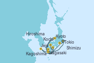 Visitando Tokio (Japón), Kyoto (Japón), Kyoto (Japón), Kochi (Japón), Hiroshima (Japón), Jeju (Corea del Sur), Nagasaki (Japón), Kagoshima (Japón), Shimizu (Japón), Tokio (Japón)