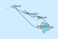 Visitando Honolulu (Hawai), Kahului (Hawai/EEUU), Hilo (Hawai), Kailua Kona (Hawai/EEUU), Kauai (Hawai), Kauai (Hawai), Honolulu (Hawai)