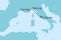 Visitando Civitavecchia (Roma), Génova (Italia), Cannes (Francia)