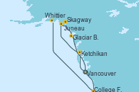 Visitando Vancouver (Canadá), Ketchikan (Alaska), Juneau (Alaska), Skagway (Alaska), Glaciar Bay (Alaska), College Fjord (Alaska), Whittier (Alaska)